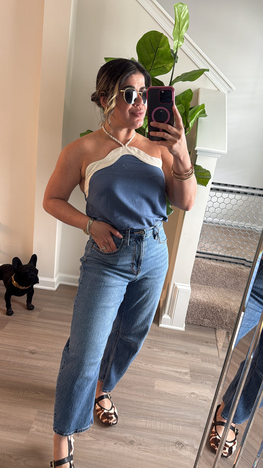 Linen Denim Halter Top