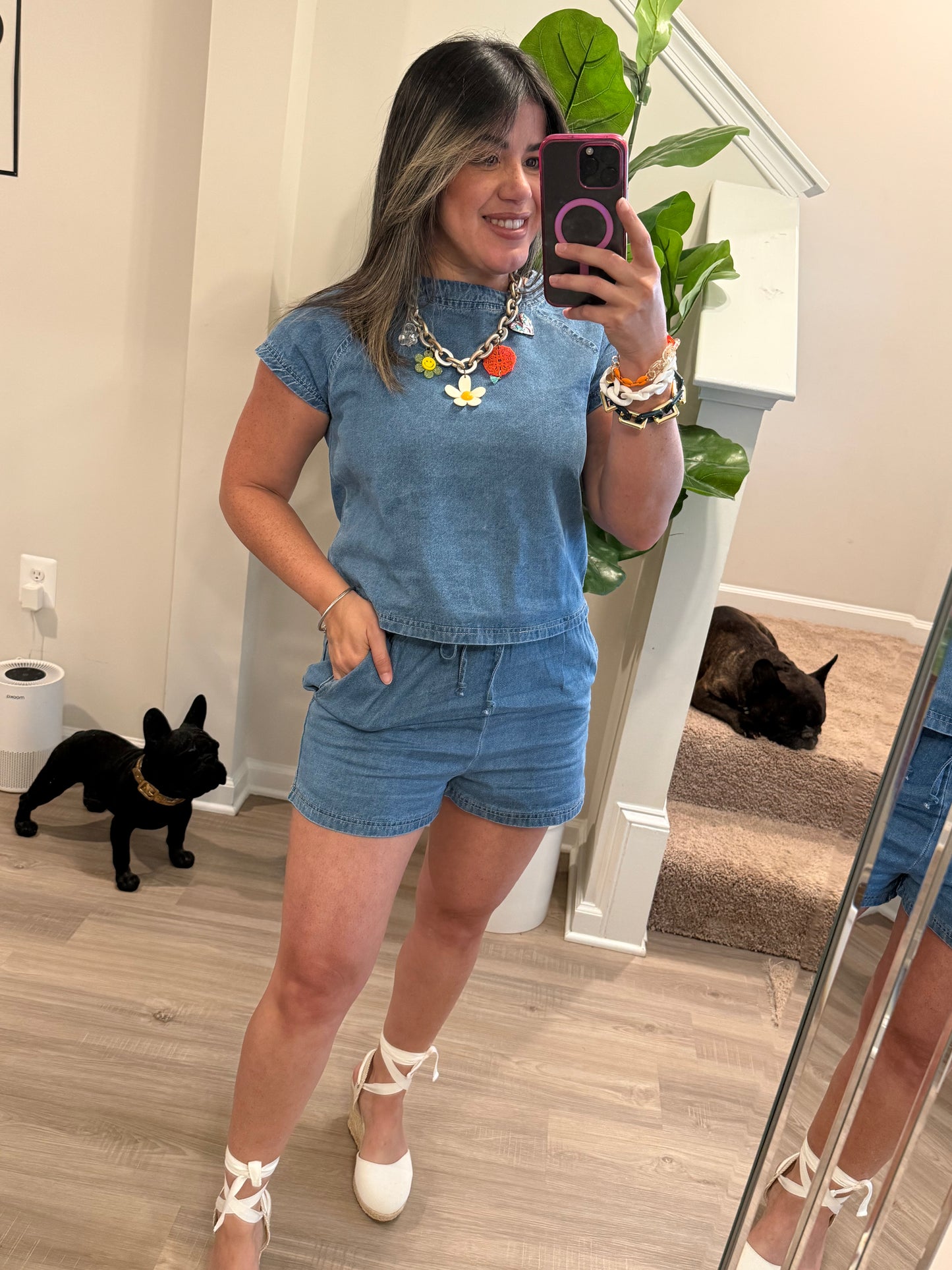 Denim short set