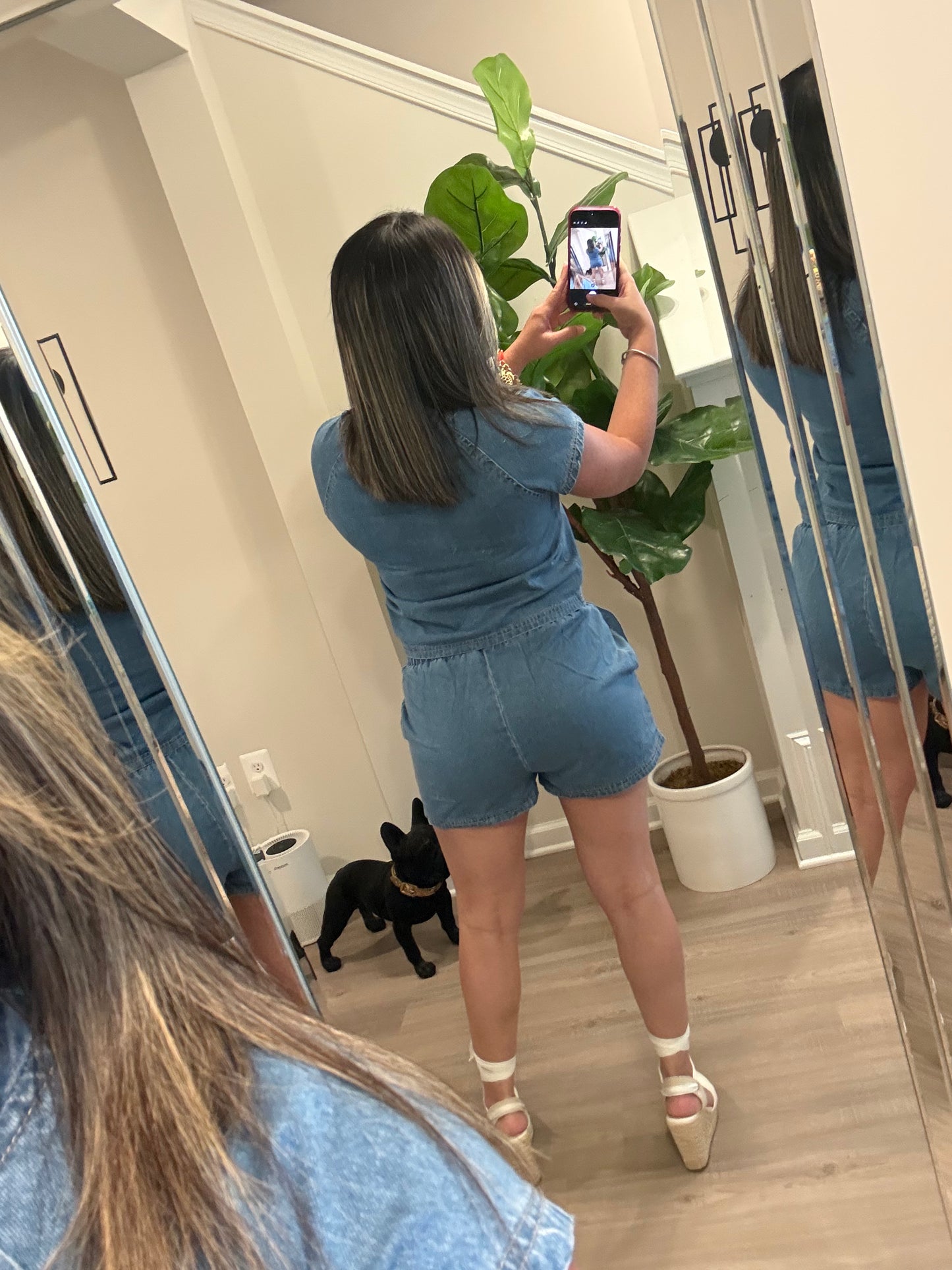 Denim short set