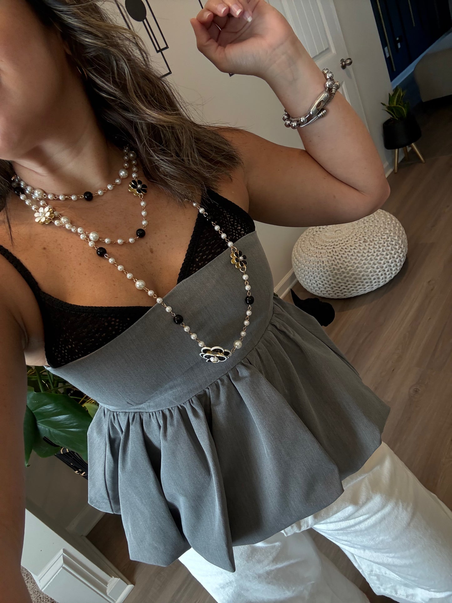 Charcoal Peplum Top