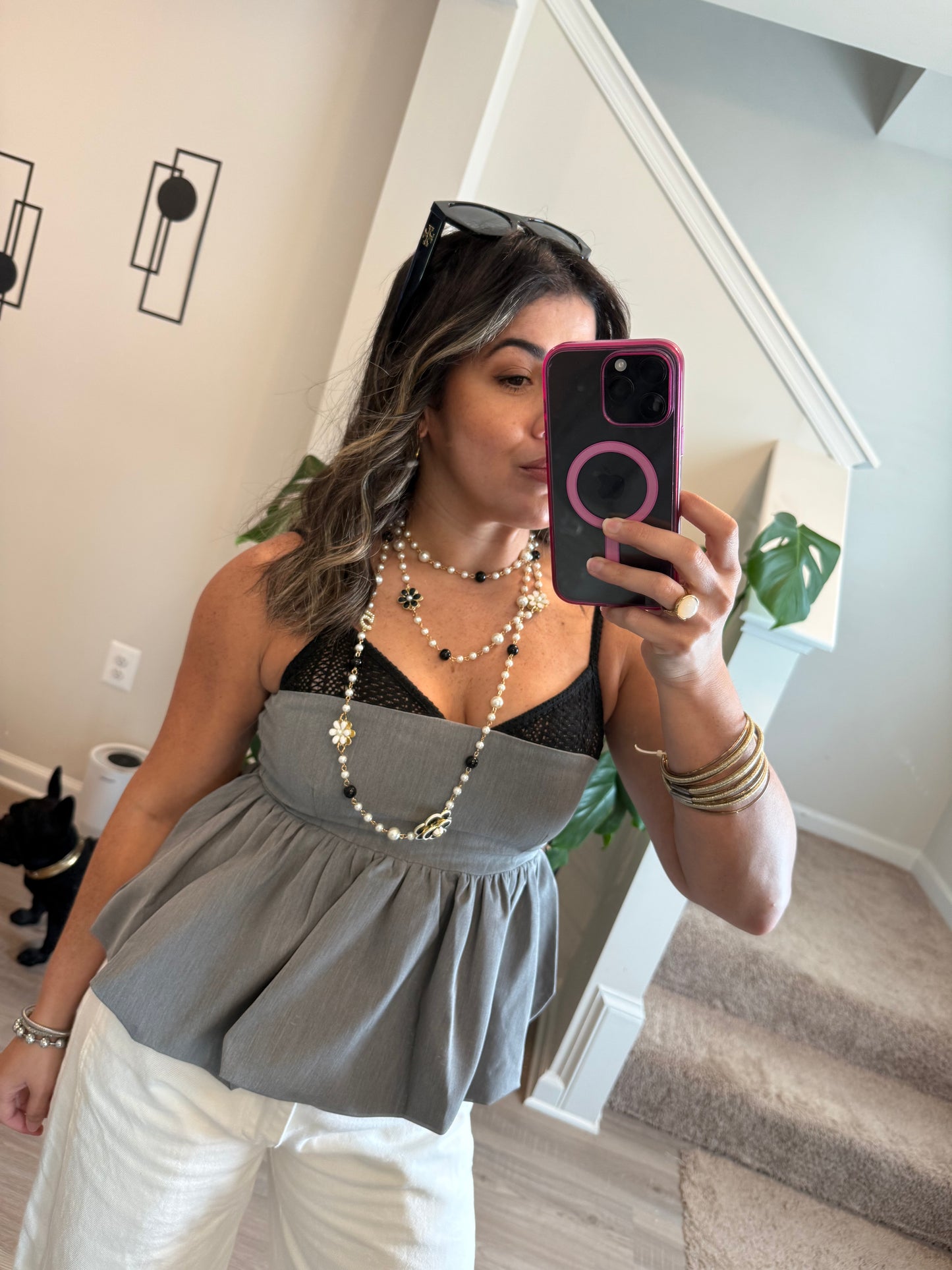 Charcoal Peplum Top