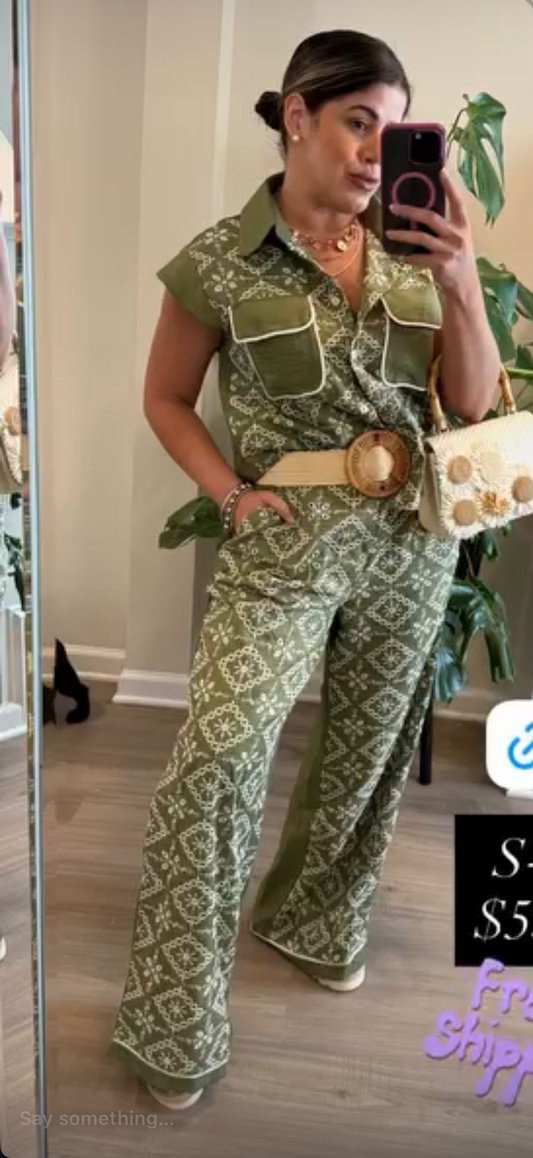 Olive green Pants set