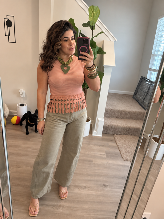 Mauve Fringe Top