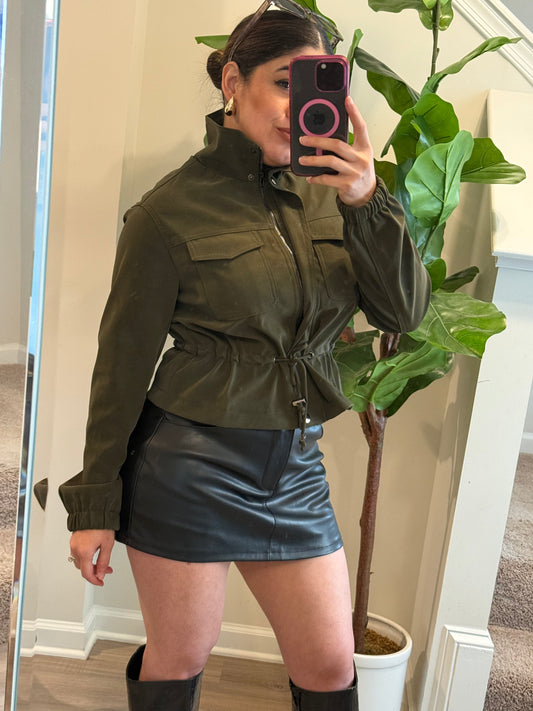 Black Leather Mini Skort