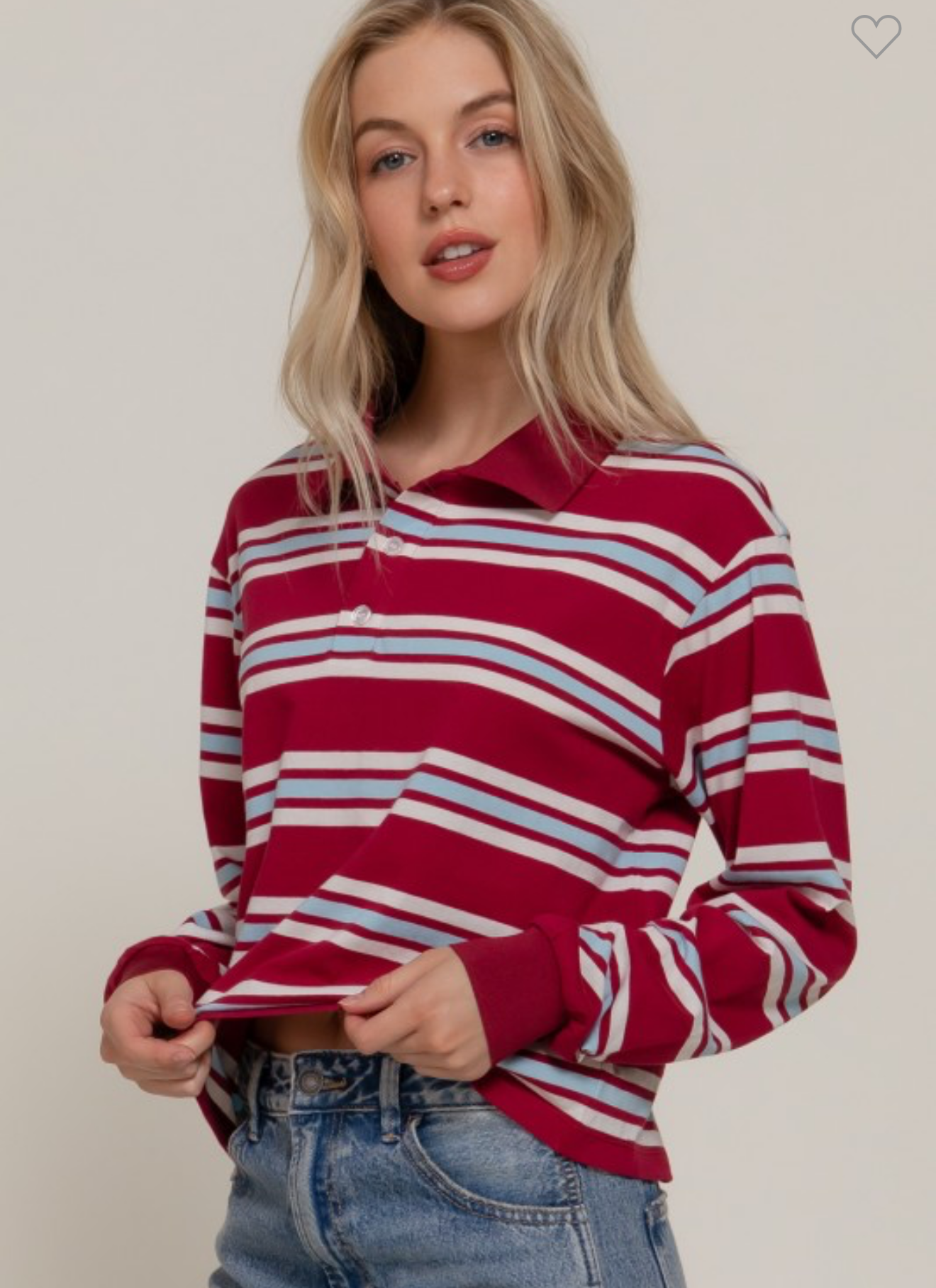 Burgundy Blue Stripes Top